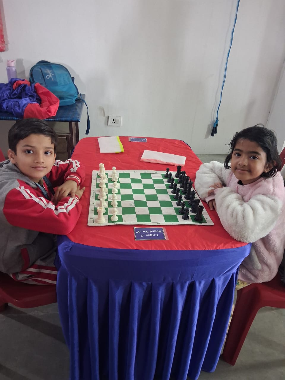 Students competing in chess
